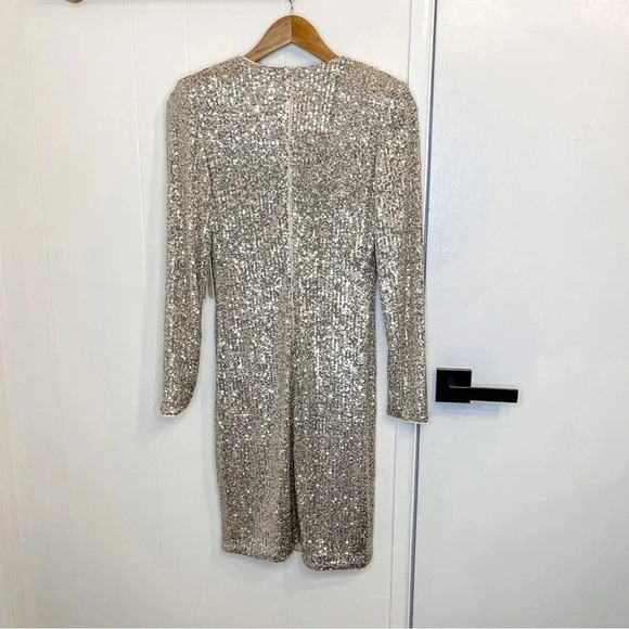 Eliza J gold sequin diamond panel dress NWT size 4 - Picture 6 of 13